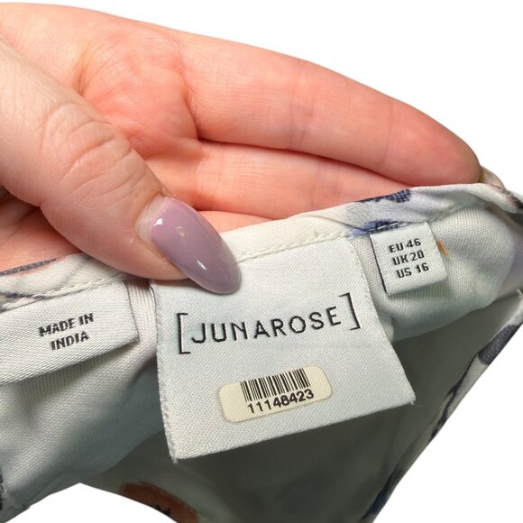 Junarose Floral Ruffle Hem Dress White Multicolor Size 16 - Picture 3 of 7